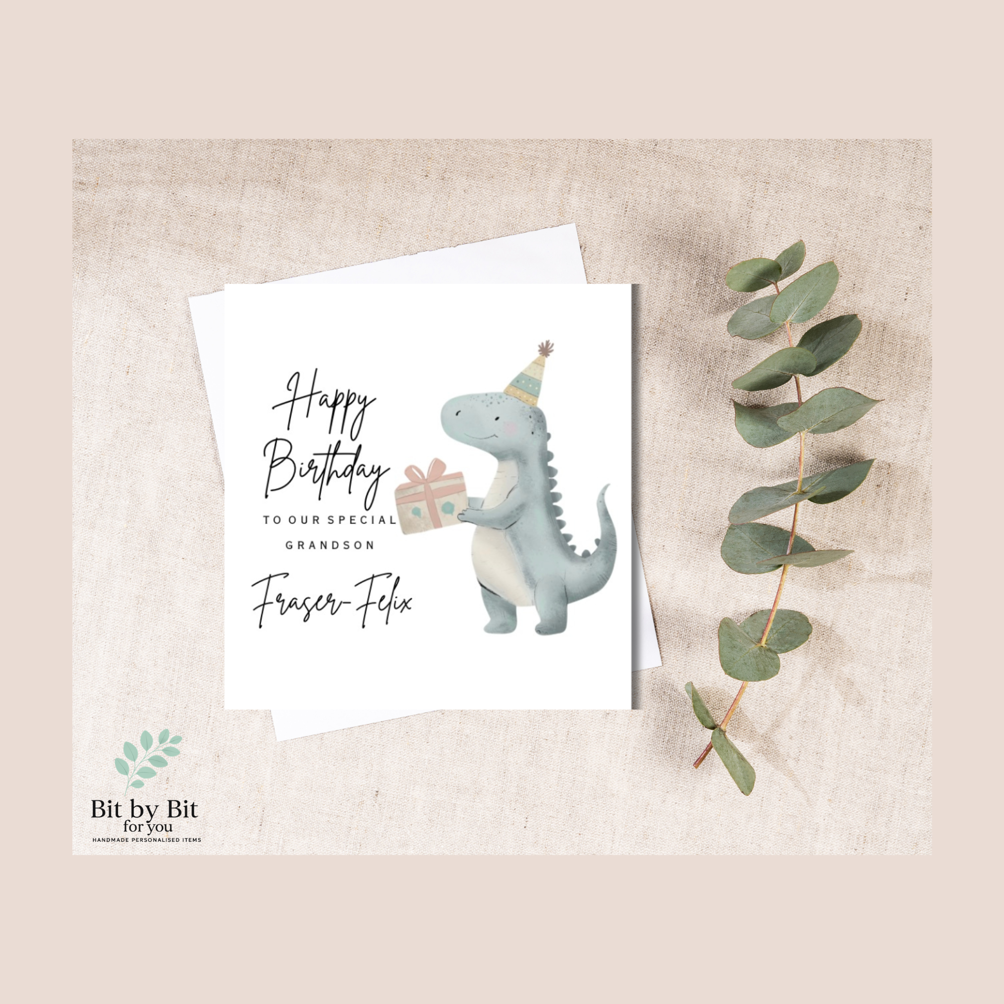 Personalised Dinosaur Birthday Print – 6x6 inches