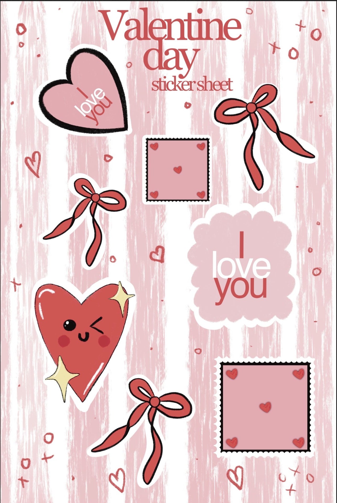 💕 Valentine Day Sticker Sheet – 4x6 Glossy Love Stickers