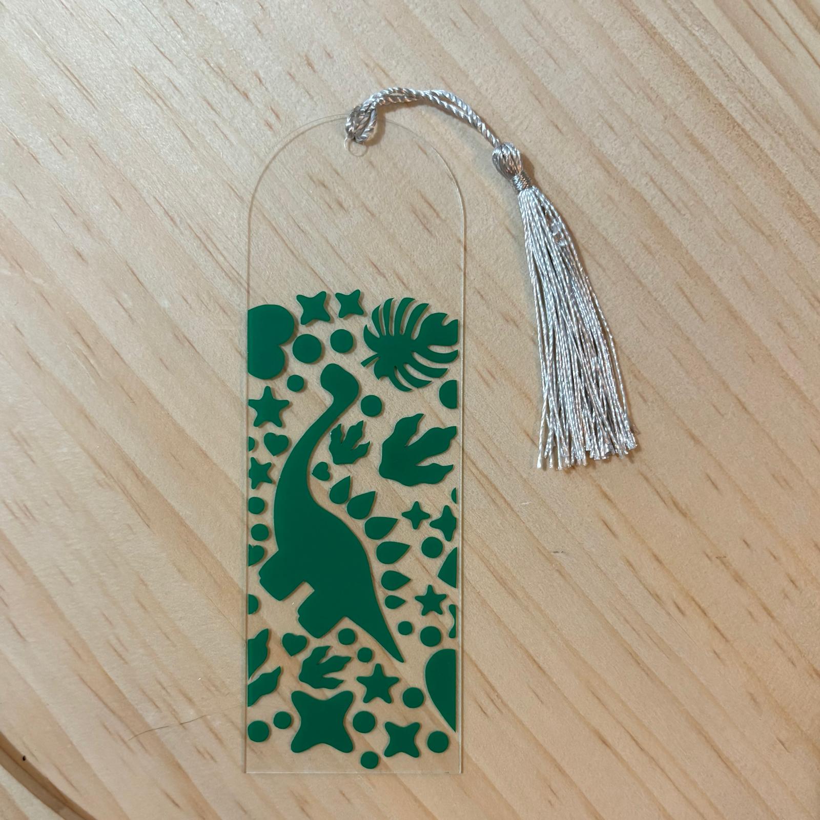 Green dinosaur bookmark