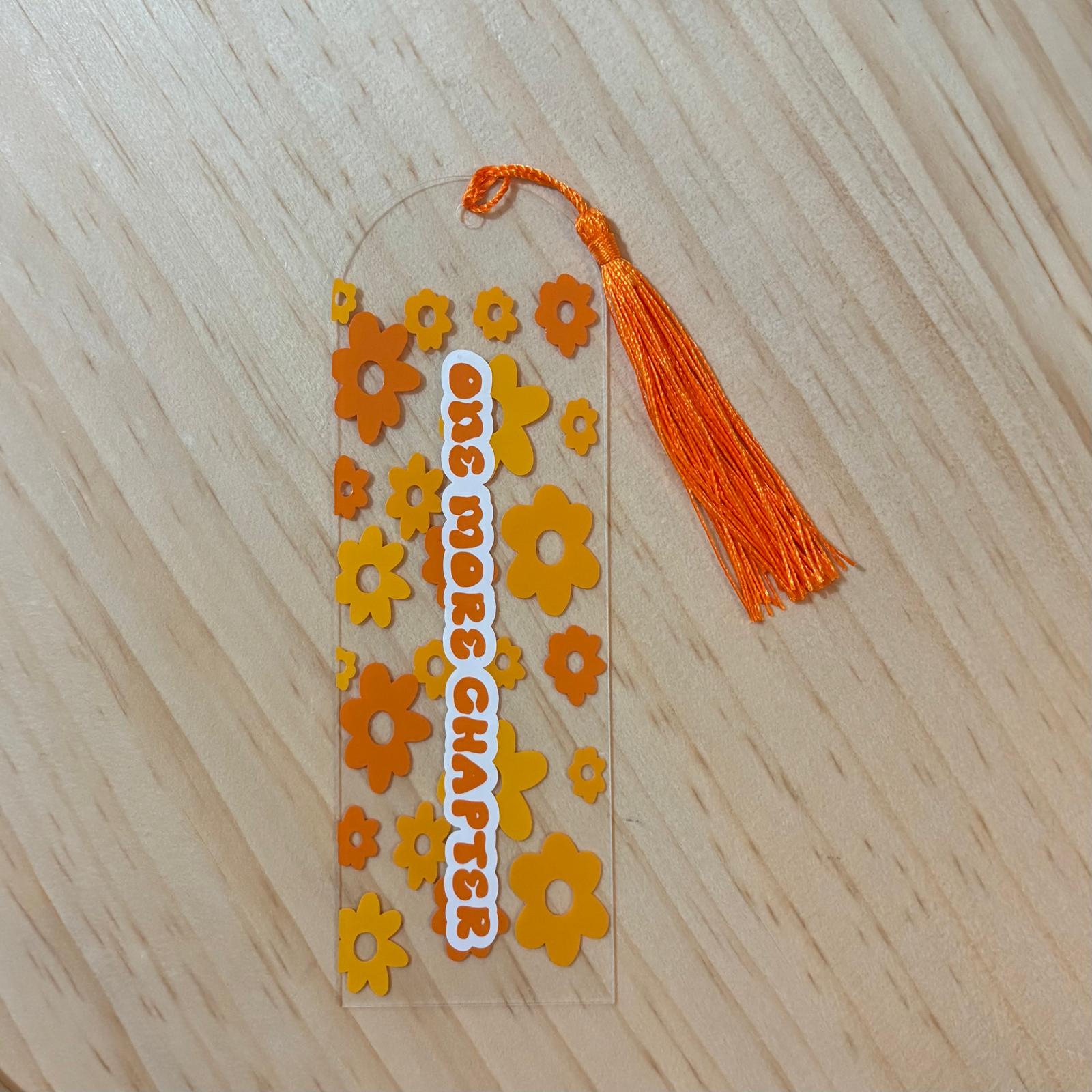 Orange flower "One more chapter" bookmark
