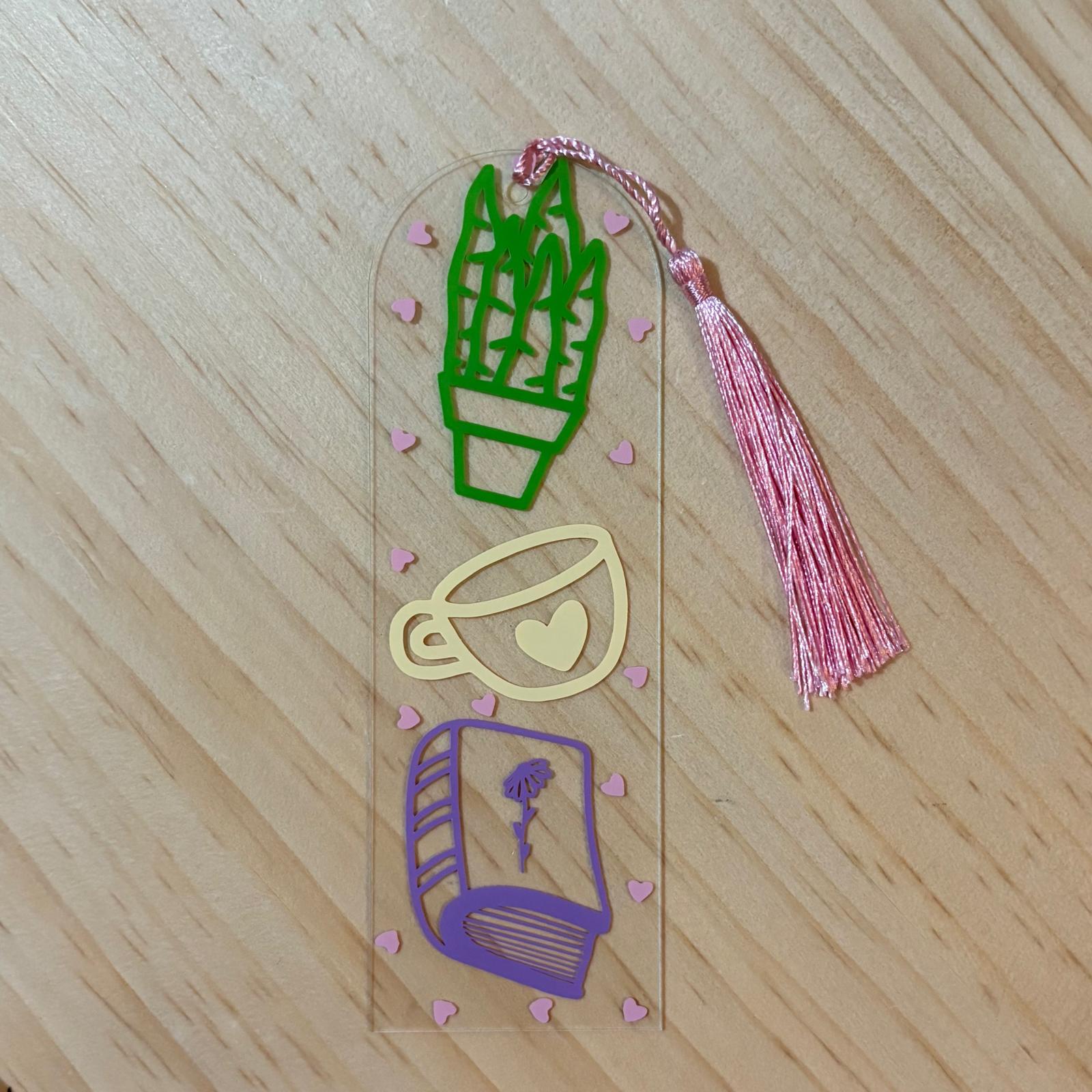 Cactus, tea & book bookmark