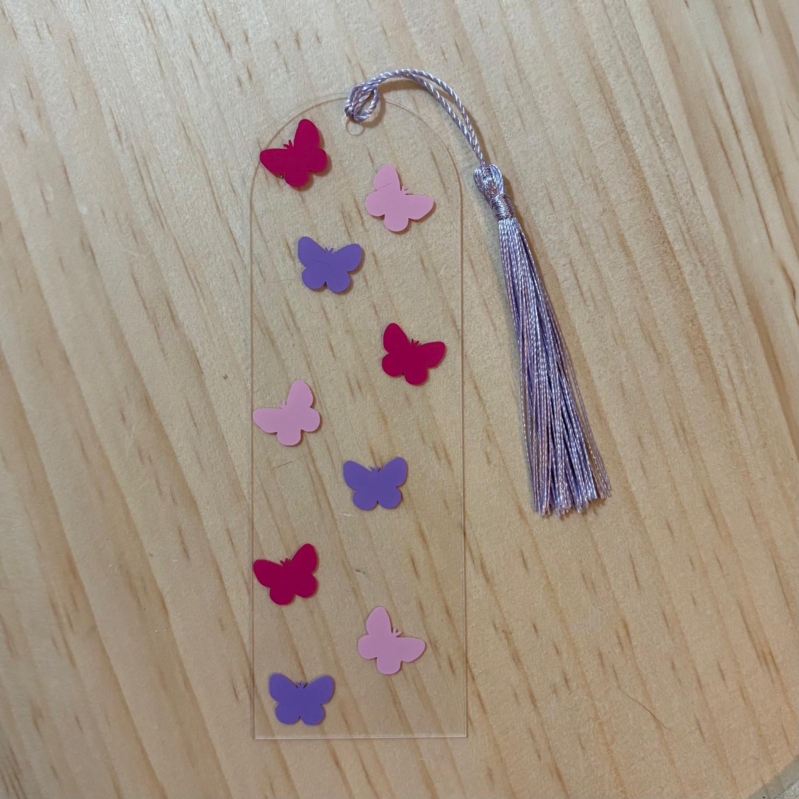 Red, purple & pink butterflies bookmark