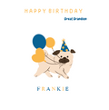 Personalised Birthday Card for Great Grandson – Cute Dog & Balloons Design