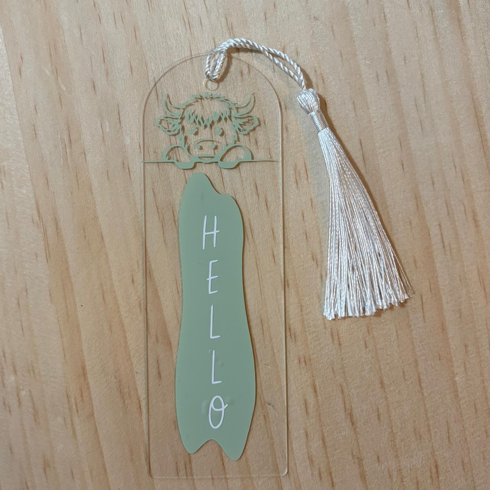 Hello, with highland cow bookmark