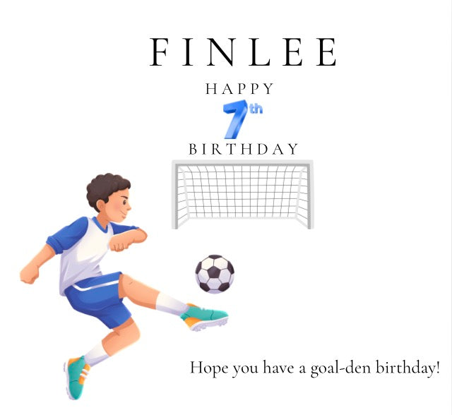 Personalised Soccer Birthday Card – 6x6 Linen Finish
