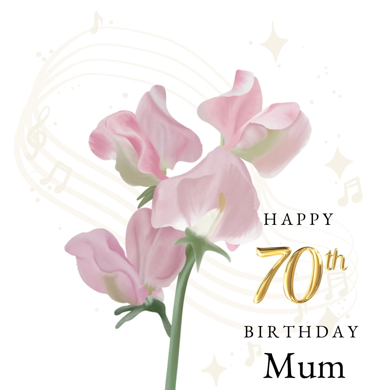 Mum – Sweet Peas & Music Notes 6x6 Card