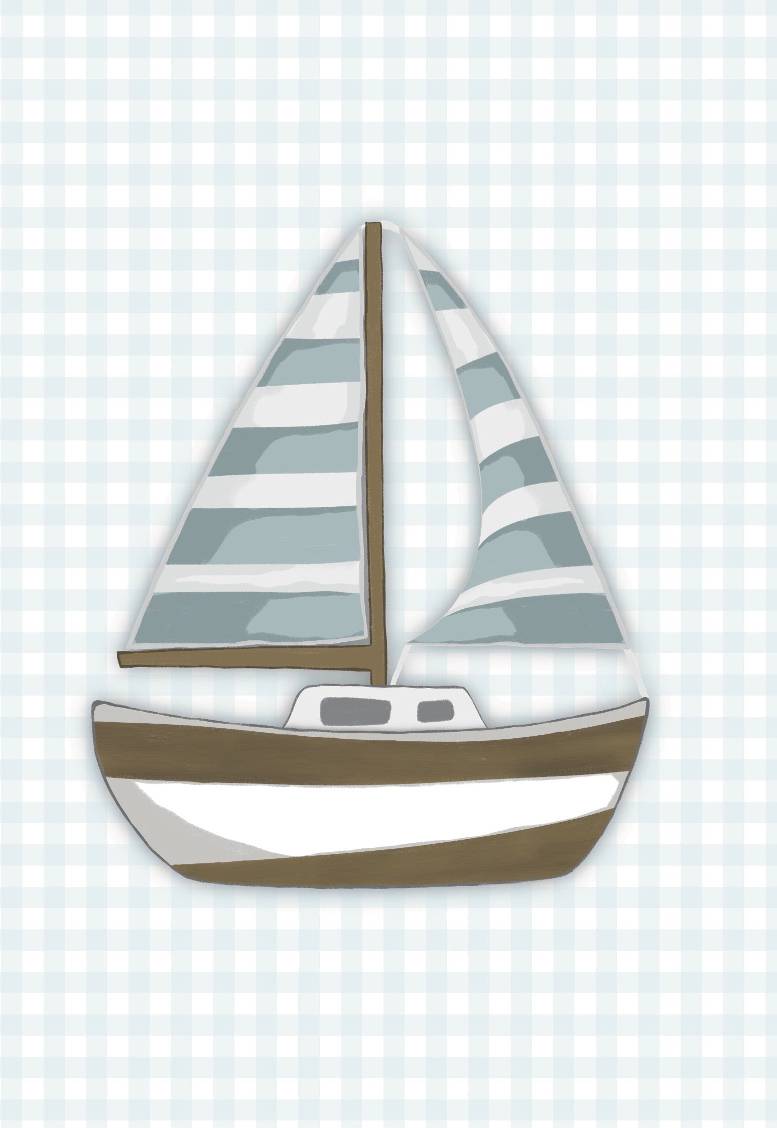 Sailboat Nursery Art Print – Digitally Illustrated