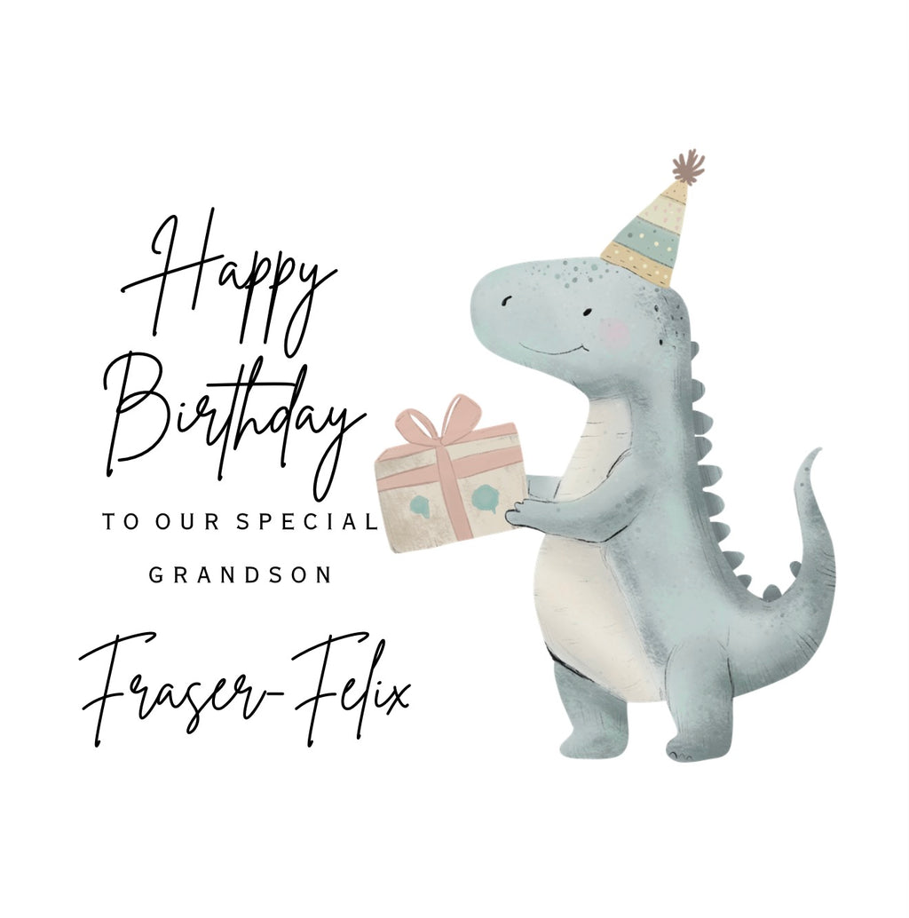 Personalised Dinosaur Birthday Print – 6x6 inches