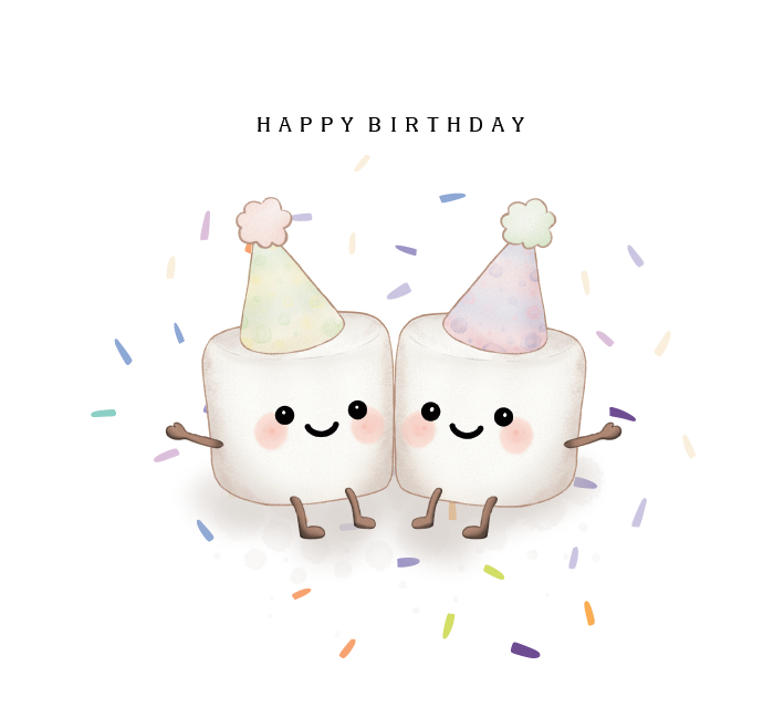 🎉 Happy Birthday Marshmallows – 6×6 Linen Greeting Card