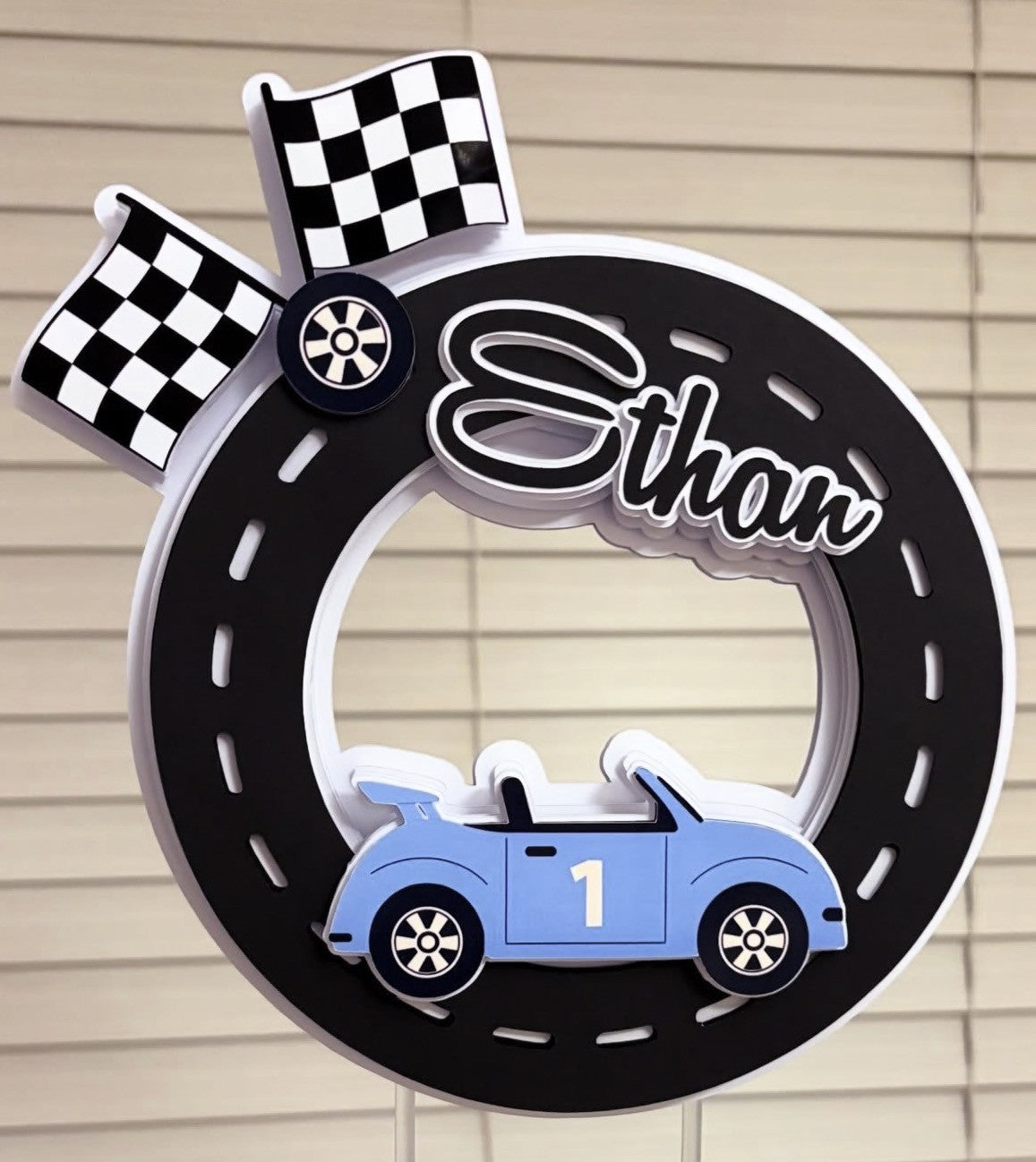 Vintage Car Birthday Cake Topper